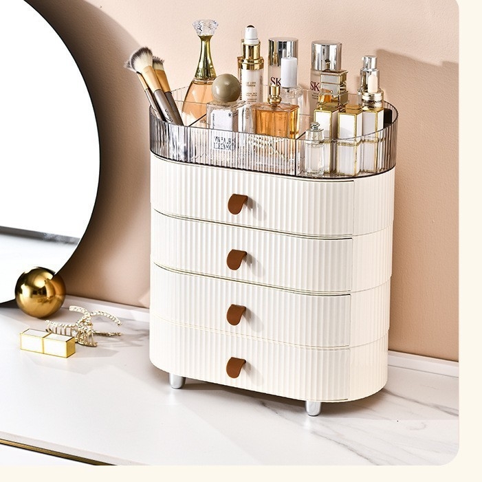 Козметично шкафче с чекмедже за съхранение – голям капацитет, прахоустойчив органайзер за бюро/тоалетна (Марка BOJIN; Материал: Пластмаса; Стил: Светъл лукс; Стартира: 2024; Персонализация: Налична)