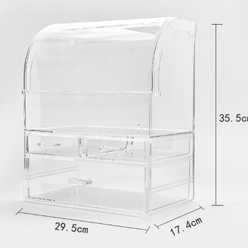 Козметична кутия за съхранение с чекмеджета – прахоустойчива настолна организация, PS материал, модерен стил, голям капацитет