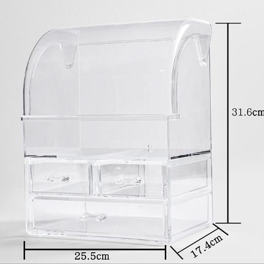 Козметична кутия за съхранение с чекмеджета – прахоустойчива настолна организация, PS материал, модерен стил, голям капацитет