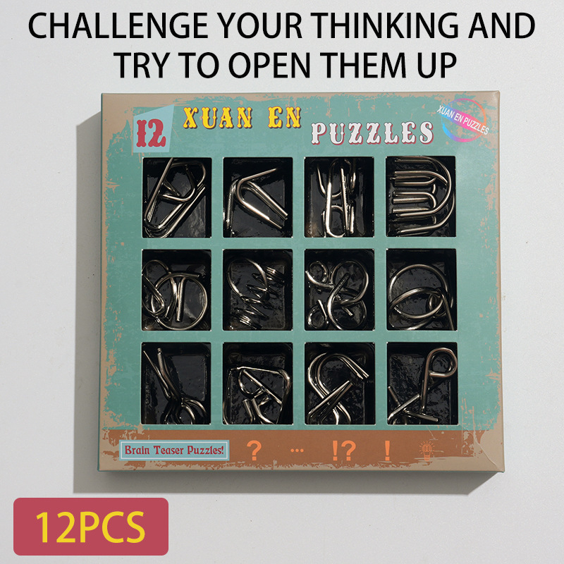 Fémes oldó puzzle - 50 darabos készlet, Luban Lock, kilenc gyűrűs puzzle, szellemi játék 14 éveseknek