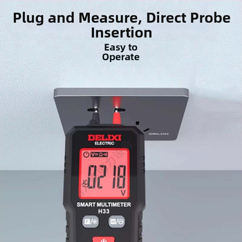 DELIXI ELECTRIC Мултиметър H33 - Компактен преносим, NCV тест за фазова последователност, вградена фенерче, автоматично изключване