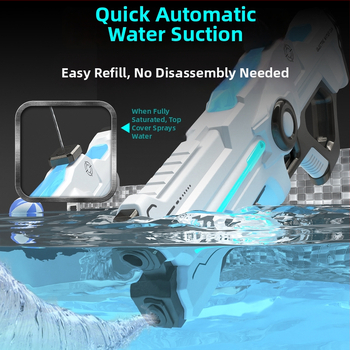 Ηλεκτρικό πιστόλι νερού για παιδιά με αυτόματη απορρόφηση νερού, φόρτιση και εκπομπή, κατασκευή από πλαστικό, κατάλληλο για ηλικίες 4-6 ετών