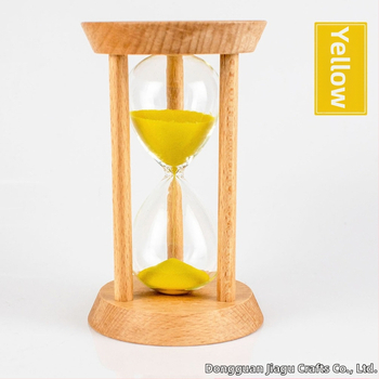 Ξύλινο κλεψύδρα-χρονόμετρο με τρεις στύλους, κυκλικό σχήμα, Beech ξύλο, μοντέρνο τέχνης στυλ, ημιχειροκίνητο, ημιμηχανικό διακοσμητικό γραφείου