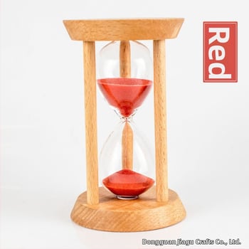 Ξύλινο κλεψύδρα-χρονόμετρο με τρεις στύλους, κυκλικό σχήμα, Beech ξύλο, μοντέρνο τέχνης στυλ, ημιχειροκίνητο, ημιμηχανικό διακοσμητικό γραφείου