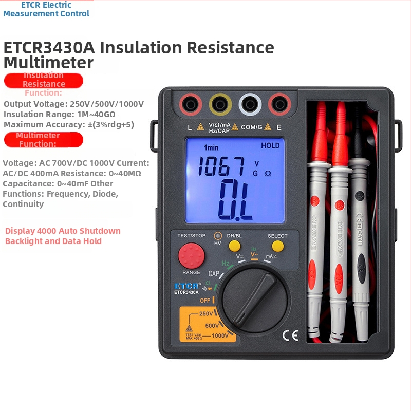 Etcr ukazovací typ prístroja na meranie odporu, megohmmetr, tester izolácie Etcr3430a/Etcr3430b, rozsah 1