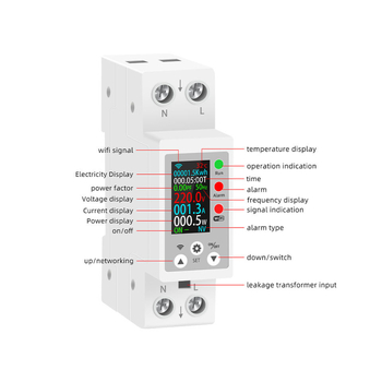 DIN шина измерител на напрежение и ток с Wi‑Fi, цифров дисплей, мултифункционален, дистанционно управление чрез мобилен телефон