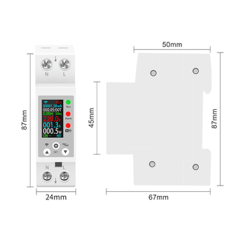 DIN шина измерител на напрежение и ток с Wi‑Fi, цифров дисплей, мултифункционален, дистанционно управление чрез мобилен телефон