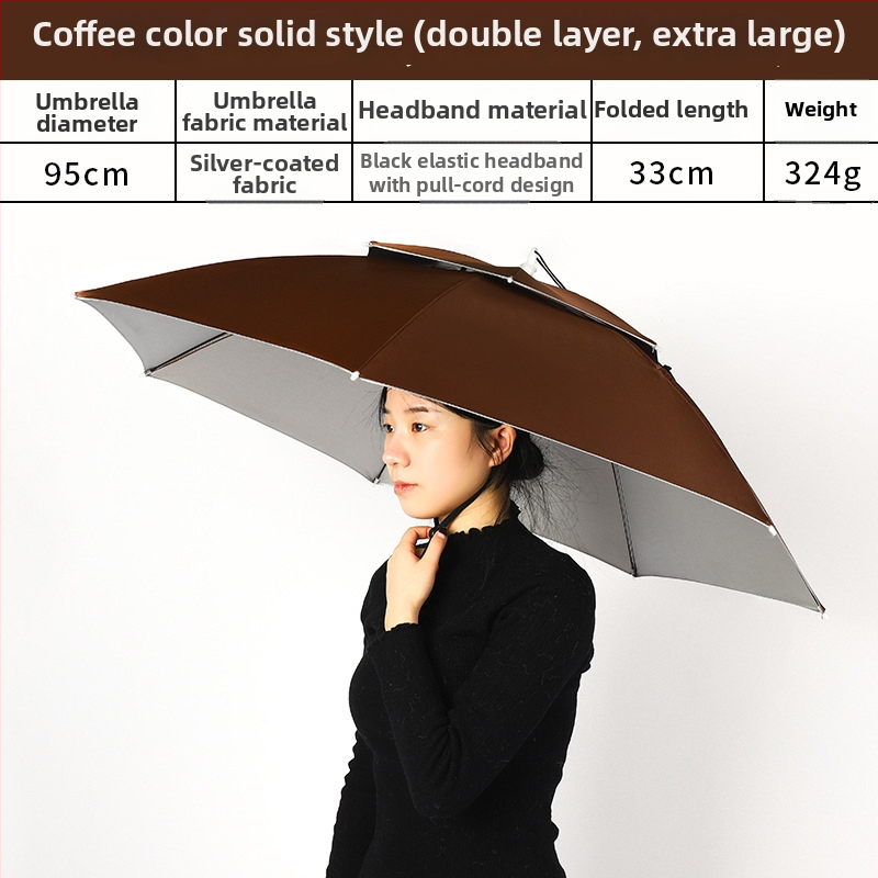 Ομπρέλα-καπέλο για ψάρεμα, ανθεκτική στον άνεμο και τη βροχή, σκελετός 8 ακτίνων από σίδερο, πλαστική λαβή, χειροκίνητο άνοιγμα