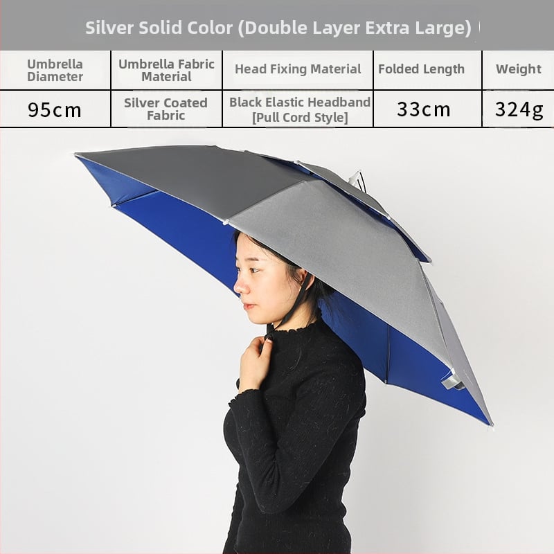 Ομπρέλα-καπέλο για ψάρεμα, ανθεκτική στον άνεμο και τη βροχή, σκελετός 8 ακτίνων από σίδερο, πλαστική λαβή, χειροκίνητο άνοιγμα