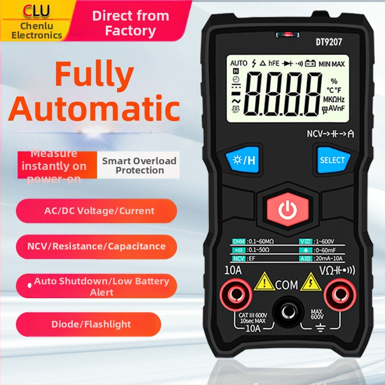 Digitálny multimeter DT9207 (Automatický rozsah; DC 6-600V; AC 6-600V; Kapacita 0-60µF)