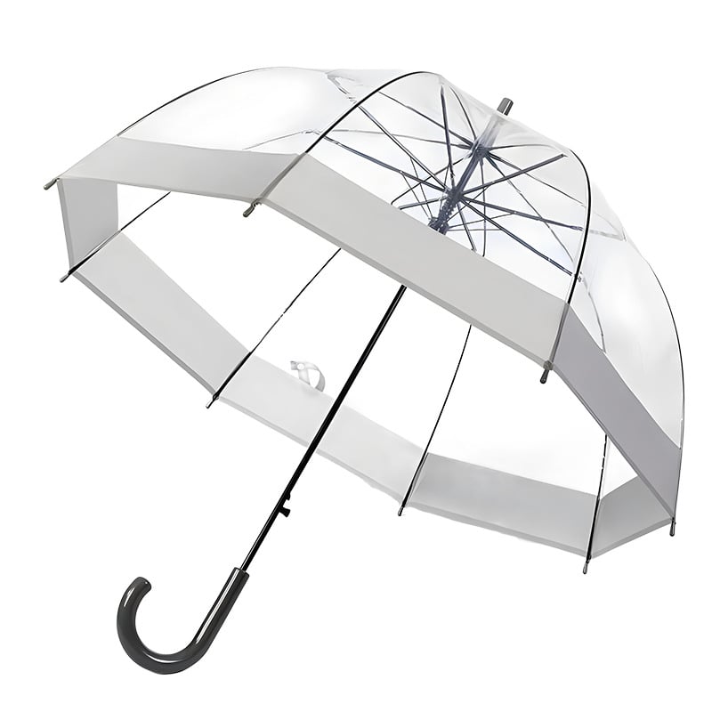 Ομπρέλα Απόλλων με 8 ακτίνες, αυτόματη λειτουργία ανοίγματος, διαφανής κουκούλα, σιδερένιος άξονας, σχέδιο σχήματος κλουβιού για πουλιά