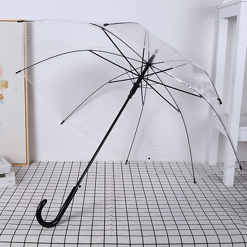 Ομπρέλα Απόλλων με 8 ακτίνες, αυτόματη λειτουργία ανοίγματος, διαφανής κουκούλα, σιδερένιος άξονας, σχέδιο σχήματος κλουβιού για πουλιά