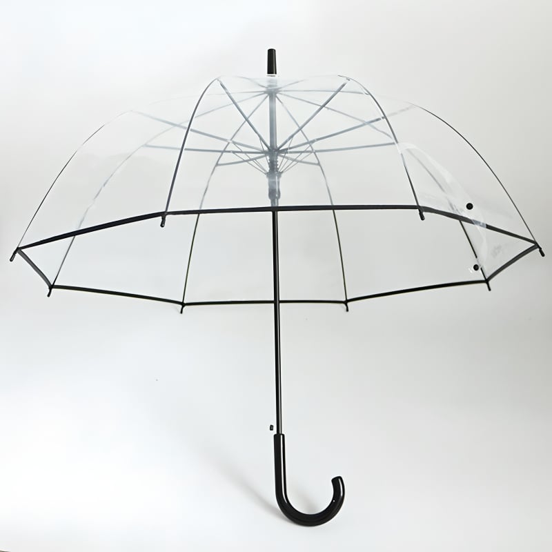 Ομπρέλα Απόλλων με 8 ακτίνες, αυτόματη λειτουργία ανοίγματος, διαφανής κουκούλα, σιδερένιος άξονας, σχέδιο σχήματος κλουβιού για πουλιά