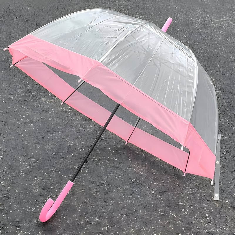 Ομπρέλα Απόλλων με 8 ακτίνες, αυτόματη λειτουργία ανοίγματος, διαφανής κουκούλα, σιδερένιος άξονας, σχέδιο σχήματος κλουβιού για πουλιά