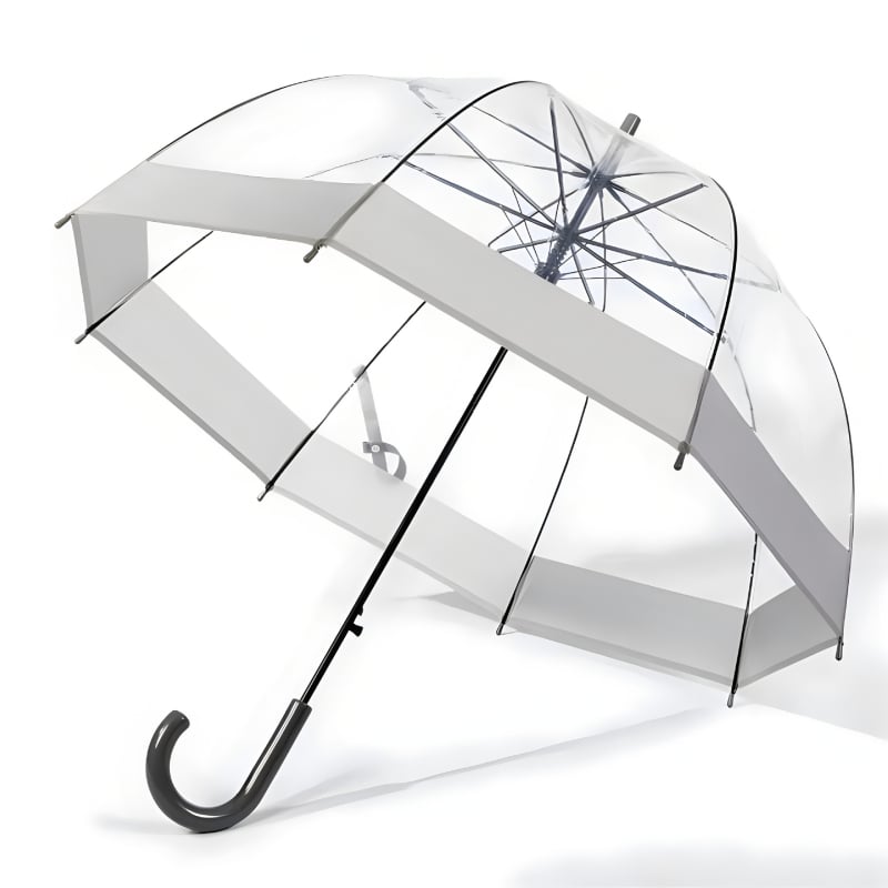 Ομπρέλα Απόλλων με 8 ακτίνες, αυτόματη λειτουργία ανοίγματος, διαφανής κουκούλα, σιδερένιος άξονας, σχέδιο σχήματος κλουβιού για πουλιά