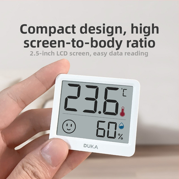 Duke mjerač temperature i vlage s unutarnjim satom – Wi‑Fi, visoka preciznost, digitalni displej, zidni ili stolni nosač