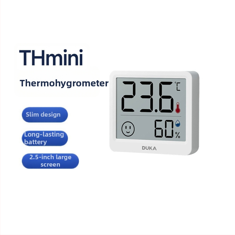 Duke mjerač temperature i vlage s unutarnjim satom – Wi‑Fi, visoka preciznost, digitalni displej, zidni ili stolni nosač
