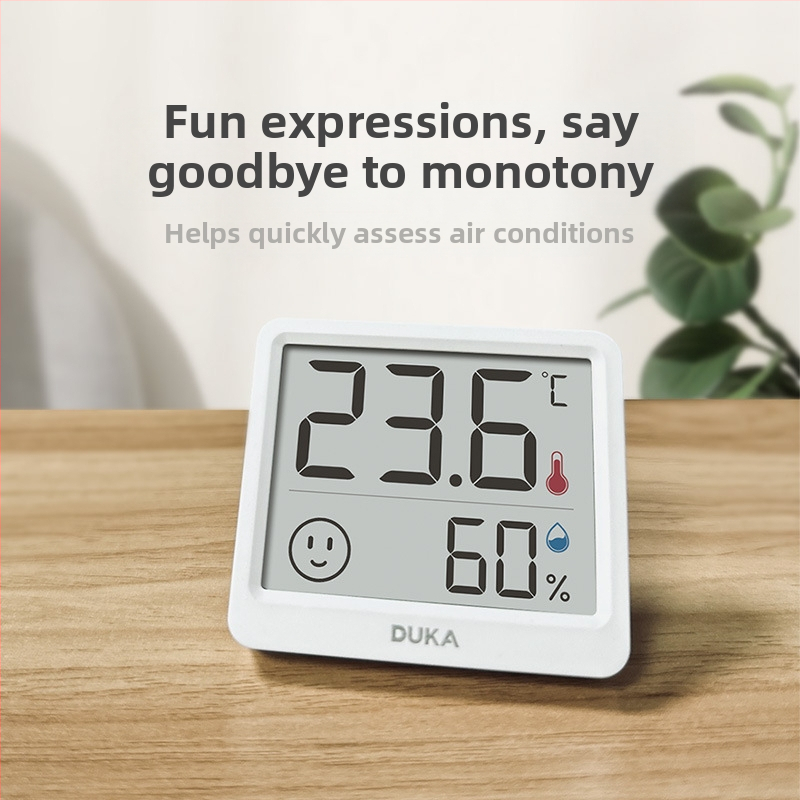 Duke mjerač temperature i vlage s unutarnjim satom – Wi‑Fi, visoka preciznost, digitalni displej, zidni ili stolni nosač