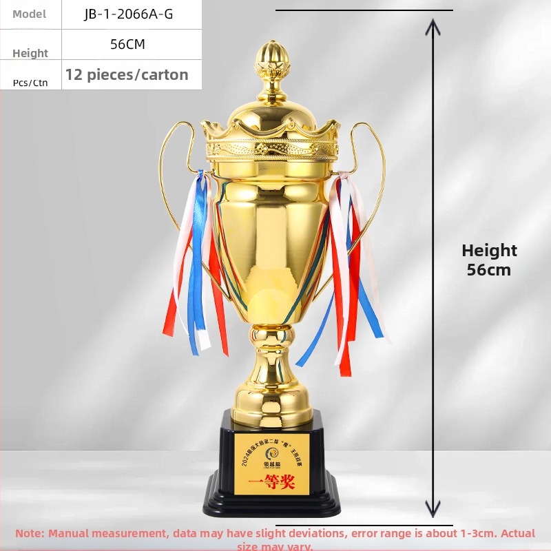 Kovový trofej pre športové súťaže — prispôsobiteľná tlač loga; hmotnosť 3 kg; značka Yiwu Golden Cup; vhodný ako podnikový dar