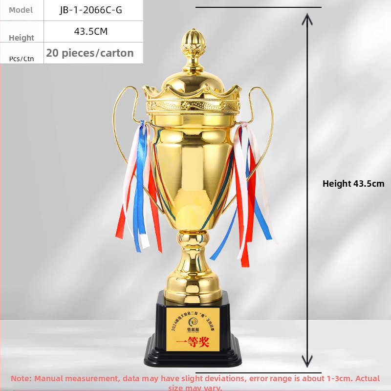 Kovový trofej pre športové súťaže — prispôsobiteľná tlač loga; hmotnosť 3 kg; značka Yiwu Golden Cup; vhodný ako podnikový dar