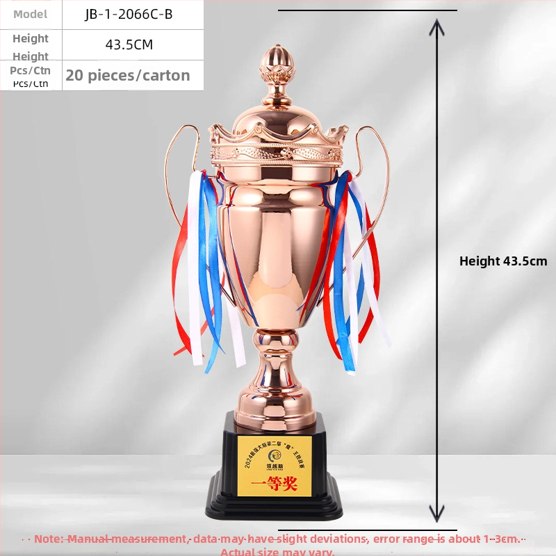 Kovový trofej pre športové súťaže — prispôsobiteľná tlač loga; hmotnosť 3 kg; značka Yiwu Golden Cup; vhodný ako podnikový dar