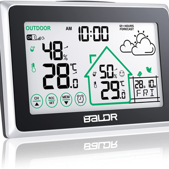 Baldr digitalni higrometar za unutarnju i vanjsku upotrebu, raspon temperature -40°C do 60°C, vlaga 20–99% RH, rezolucija temperature 0.1°C