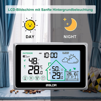 Baldr digitalni higrometar za unutarnju i vanjsku upotrebu, raspon temperature -40°C do 60°C, vlaga 20–99% RH, rezolucija temperature 0.1°C