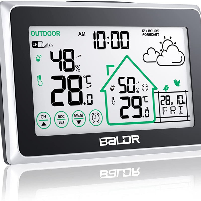 Baldr digitalni higrometar za unutarnju i vanjsku upotrebu, raspon temperature -40°C do 60°C, vlaga 20–99% RH, rezolucija temperature 0.1°C
