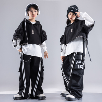 Dječja hip-hop odjeća za ulični ples za vježbanje, djeca 3–8 godina (100–140 cm), zimska kolekcija 2024, mekana obrada tkanine, 80% poliester u smjesi s pamukom