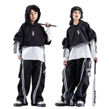 Dječja hip-hop odjeća za ulični ples za vježbanje, djeca 3–8 godina (100–140 cm), zimska kolekcija 2024, mekana obrada tkanine, 80% poliester u smjesi s pamukom