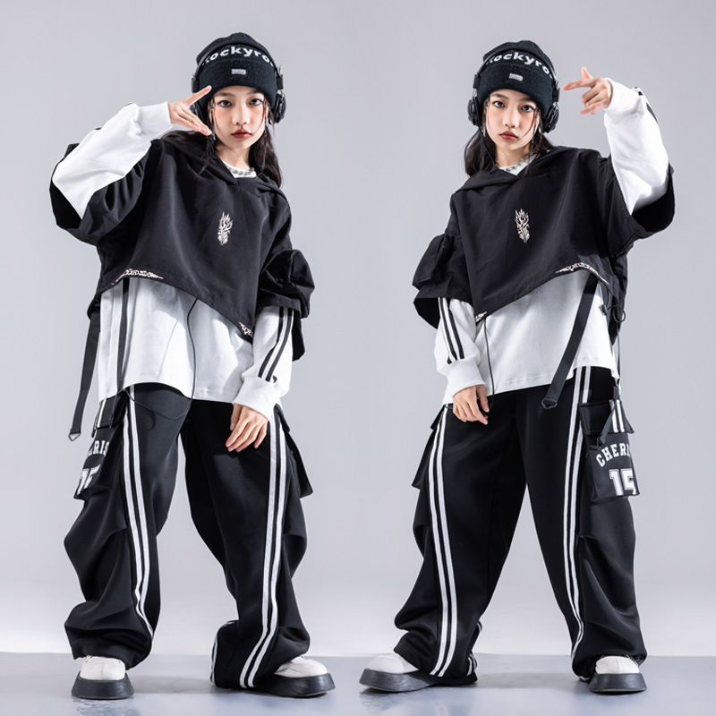 Dječja hip-hop odjeća za ulični ples za vježbanje, djeca 3–8 godina (100–140 cm), zimska kolekcija 2024, mekana obrada tkanine, 80% poliester u smjesi s pamukom