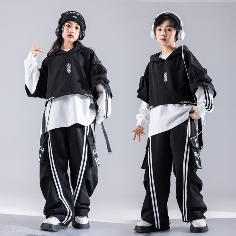Dječja hip-hop odjeća za ulični ples za vježbanje, djeca 3–8 godina (100–140 cm), zimska kolekcija 2024, mekana obrada tkanine, 80% poliester u smjesi s pamukom