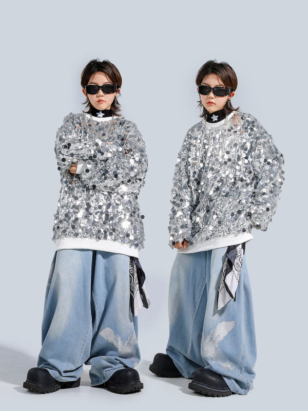 Dječji outfit za ulične plesne nastupe – 100% poliester, trendi cool stil, za djecu stariju od 8 godina, Jesen 2025