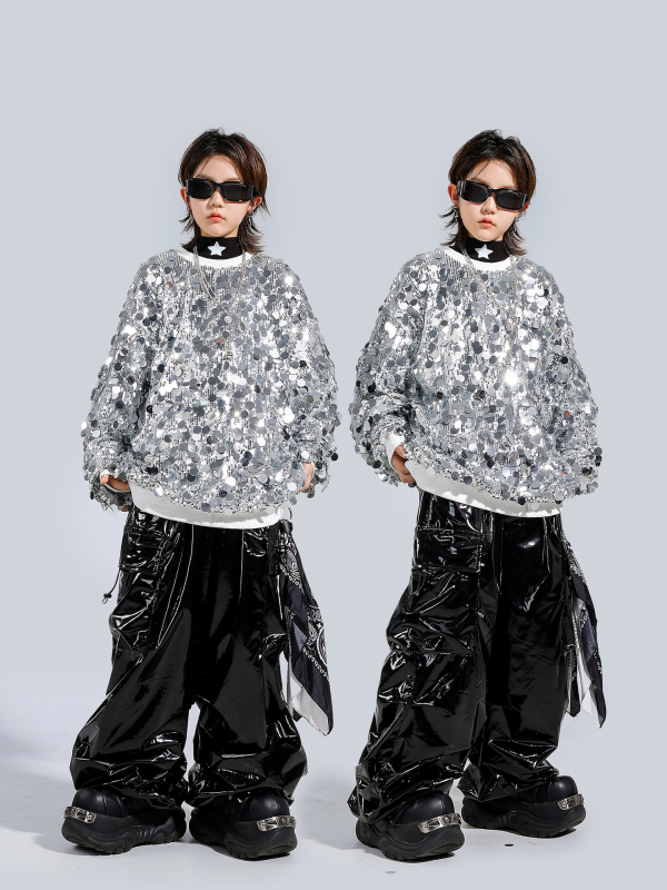 Dječji outfit za ulične plesne nastupe – 100% poliester, trendi cool stil, za djecu stariju od 8 godina, Jesen 2025
