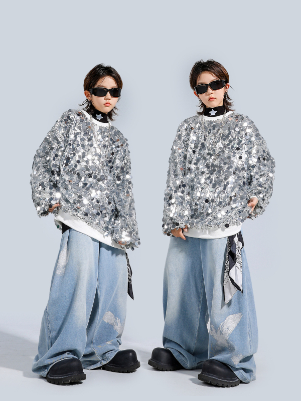 Dječji outfit za ulične plesne nastupe – 100% poliester, trendi cool stil, za djecu stariju od 8 godina, Jesen 2025