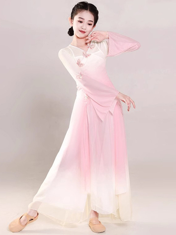 Dječji etnički plesni kostim, gazasta tkanina, stil kineskog vjetra, materijal kemijska vlakna, 85% poliester, meka obrada, za djevojčice