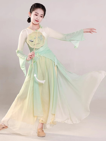 Dječji etnički plesni kostim, gazasta tkanina, stil kineskog vjetra, materijal kemijska vlakna, 85% poliester, meka obrada, za djevojčice