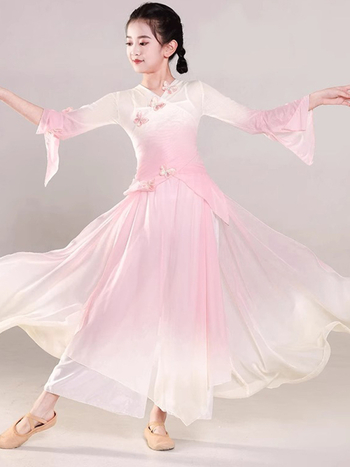 Dječji etnički plesni kostim, gazasta tkanina, stil kineskog vjetra, materijal kemijska vlakna, 85% poliester, meka obrada, za djevojčice