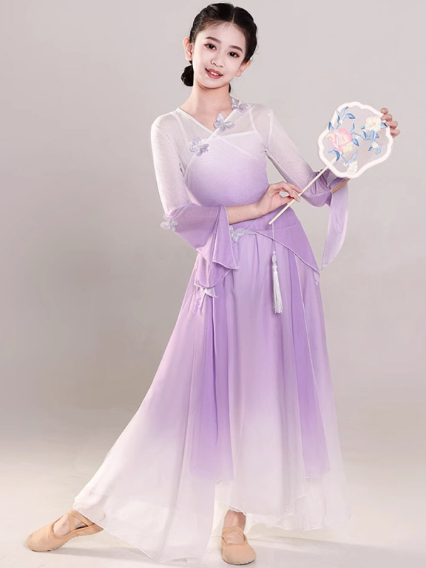 Dječji etnički plesni kostim, gazasta tkanina, stil kineskog vjetra, materijal kemijska vlakna, 85% poliester, meka obrada, za djevojčice