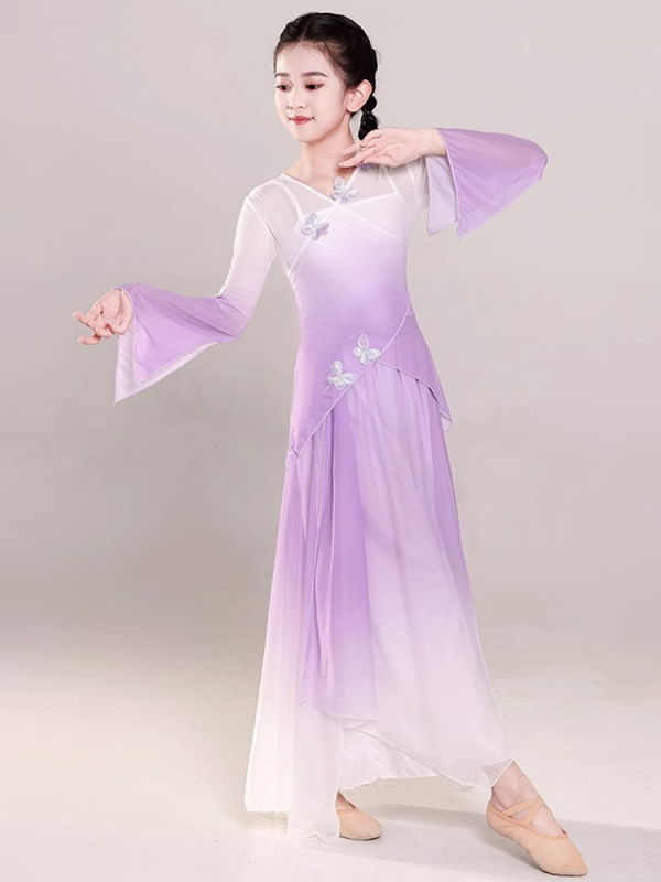 Dječji etnički plesni kostim, gazasta tkanina, stil kineskog vjetra, materijal kemijska vlakna, 85% poliester, meka obrada, za djevojčice