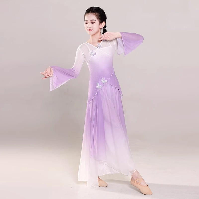 Dječji etnički plesni kostim, gazasta tkanina, stil kineskog vjetra, materijal kemijska vlakna, 85% poliester, meka obrada, za djevojčice