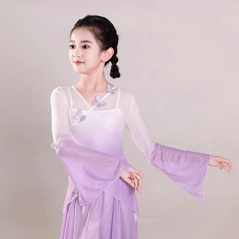 Dječji etnički plesni kostim, gazasta tkanina, stil kineskog vjetra, materijal kemijska vlakna, 85% poliester, meka obrada, za djevojčice