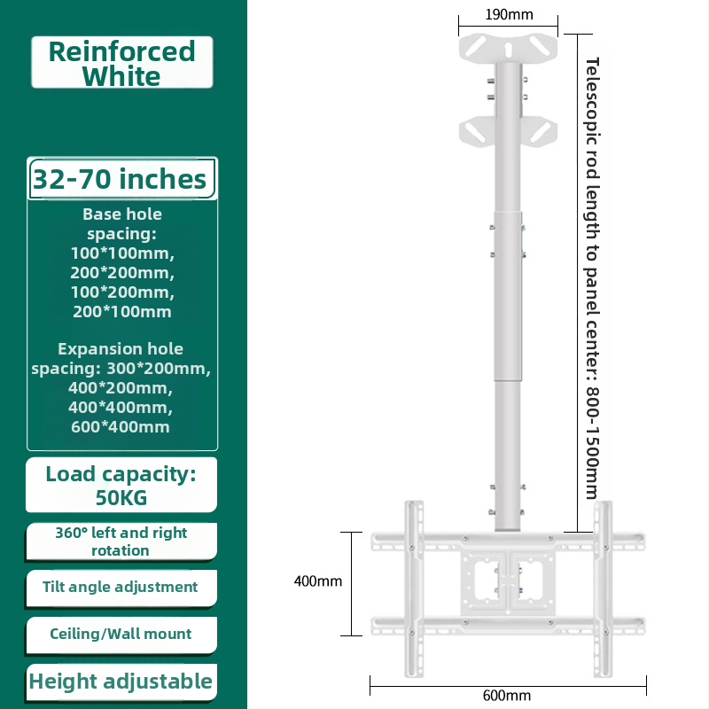 Mennyezeti TV-tartó többképernyős kijelzőkhöz, vas keret, falra szerelhető, 15 kg-ig terhelhető, univerzális mindent-in-egyben kiegészítő
