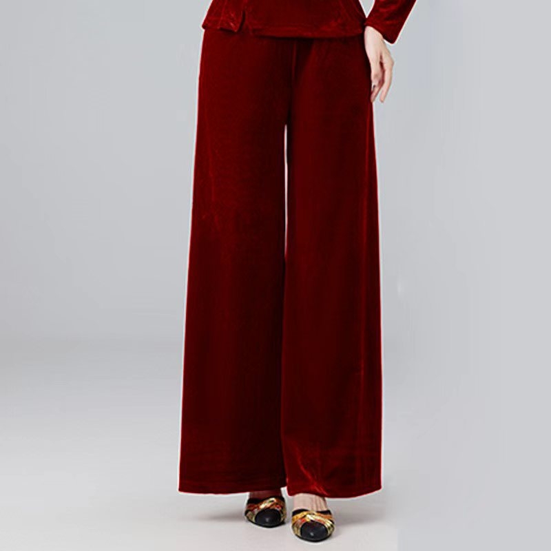 Βελούδινο κοστούμι τετράγωνου χορού για γυναίκες, μακριά μανίκια και παντελόνια, ενισχυμένος σχεδιασμός για το σχήμα σώματος, 90% πολυεστέρας με επένδυση βισκόζης