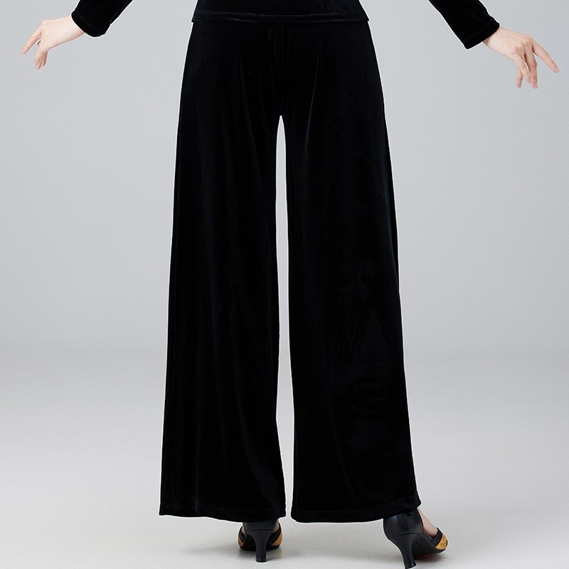 Βελούδινο κοστούμι τετράγωνου χορού για γυναίκες, μακριά μανίκια και παντελόνια, ενισχυμένος σχεδιασμός για το σχήμα σώματος, 90% πολυεστέρας με επένδυση βισκόζης