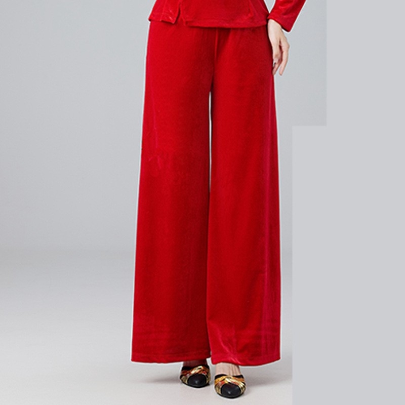 Βελούδινο κοστούμι τετράγωνου χορού για γυναίκες, μακριά μανίκια και παντελόνια, ενισχυμένος σχεδιασμός για το σχήμα σώματος, 90% πολυεστέρας με επένδυση βισκόζης