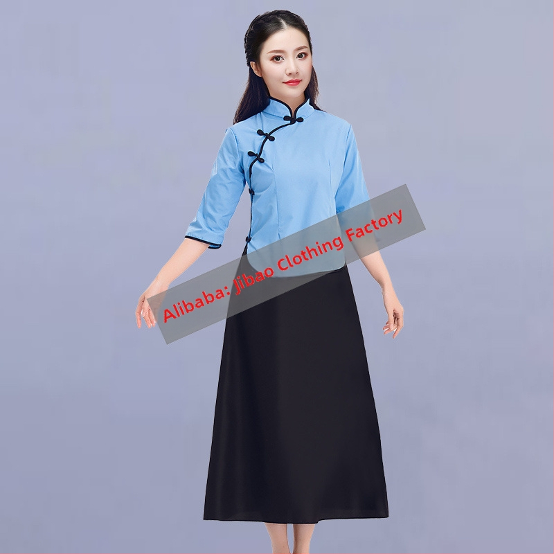 Γυναικείο σκηνικό κοστούμι σε στυλ ROC Zhongshan, μαθητική στολή για χορωδία, Πολυεστέρας 95%+, Φθινόπωρο 2024