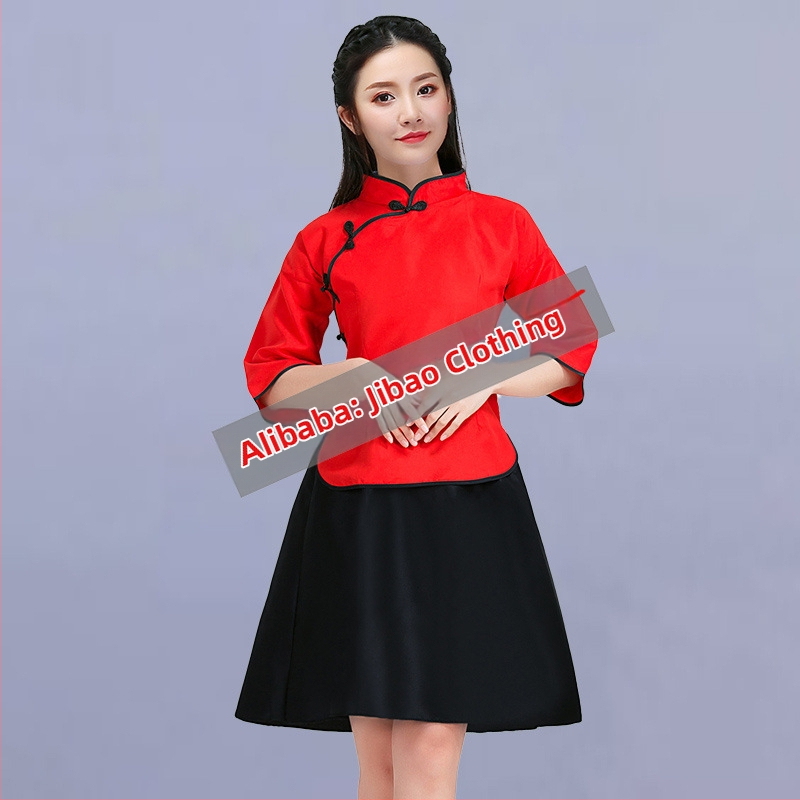 Γυναικείο σκηνικό κοστούμι σε στυλ ROC Zhongshan, μαθητική στολή για χορωδία, Πολυεστέρας 95%+, Φθινόπωρο 2024