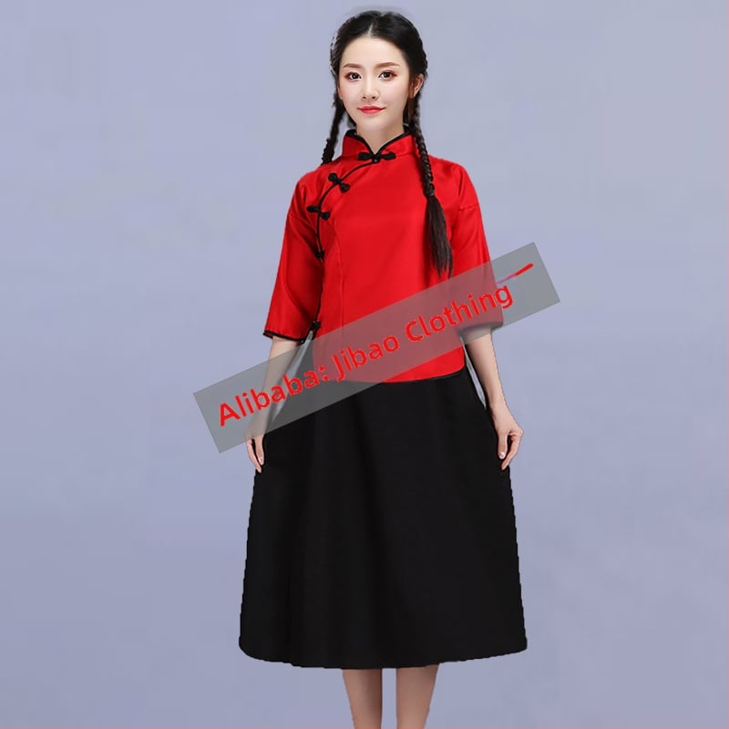 Γυναικείο σκηνικό κοστούμι σε στυλ ROC Zhongshan, μαθητική στολή για χορωδία, Πολυεστέρας 95%+, Φθινόπωρο 2024
