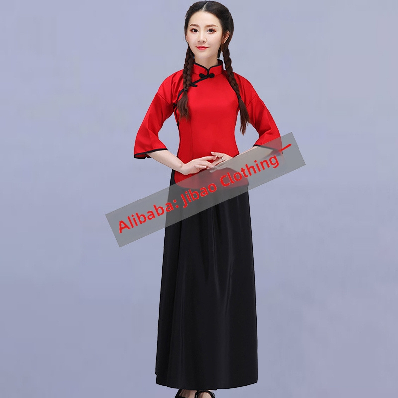 Γυναικείο σκηνικό κοστούμι σε στυλ ROC Zhongshan, μαθητική στολή για χορωδία, Πολυεστέρας 95%+, Φθινόπωρο 2024